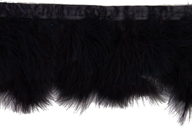 Sowder Turkey Marabou Feather Fringe Trim Pack of 2 Yards(Black) - Image 2