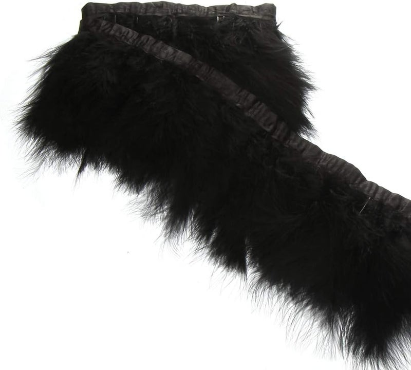 Sowder Turkey Marabou Feather Fringe Trim Pack of 2 Yards(Black) - Image 1