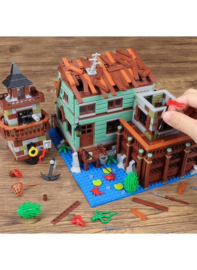 HSANHE Fishing Village Store House Building Set with LED Light, 1881 PCS Wood Cabin Mini Building Block, STEM Architecture Toys Kit, Birthday Gift for Adults Ages 8-12+ Years（Not Compatible with Set ）  - Image 4