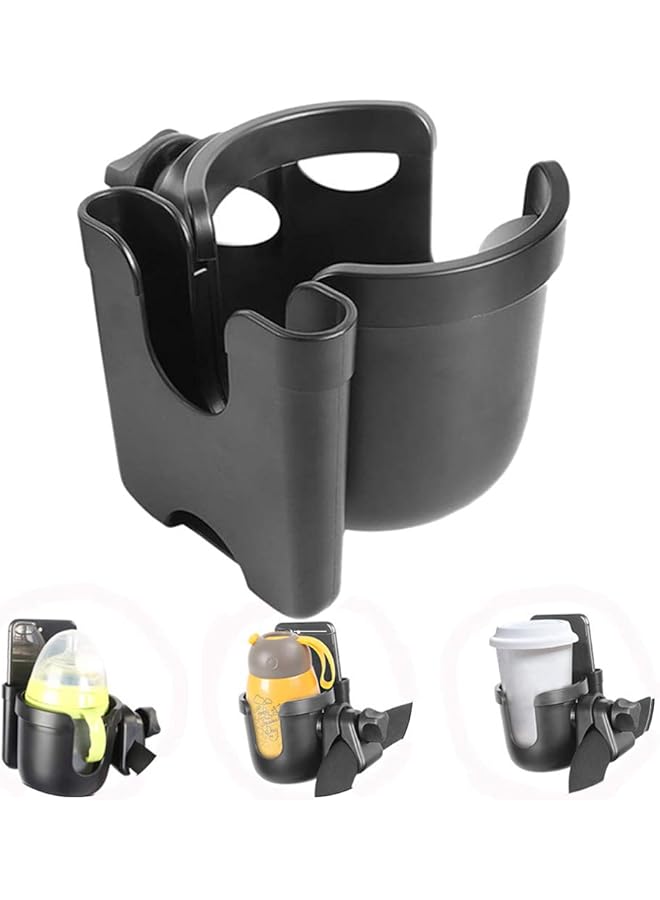 شواي حامل أكواب عالمي 2 في 1 حامل زجاجة عربة الأطفال مع حامل هاتف يدور 360 درجة رف مشروبات كبير الحجم لعربة الأطفال والدراجة والكرسي المتحرك والسكوتر وقضيب الصيد وجهاز المشي - Image 1