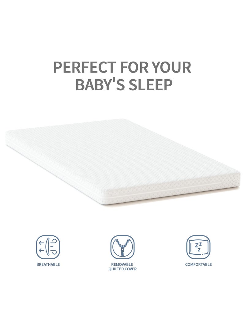 MEICI BABY 3 في 1 سرير طفل خشبي، سرير طفل، نمط التاج الذهبي، سرير طفل قابل للتحويل مع سكة أسنان، 3 أوضاع قاعدة سرير قابلة للتعديل، مرتبة فاخرة من الولادة إلى 5 سنوات - Image 3