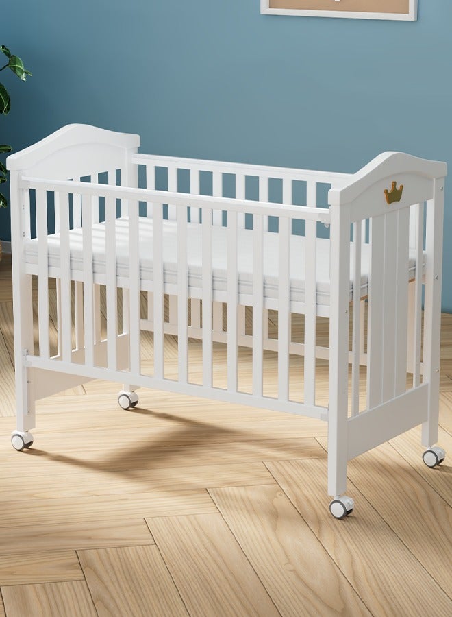 MEICI BABY 3 في 1 سرير طفل خشبي، سرير طفل، نمط التاج الذهبي، سرير طفل قابل للتحويل مع سكة أسنان، 3 أوضاع قاعدة سرير قابلة للتعديل، مرتبة فاخرة من الولادة إلى 5 سنوات - Image 4