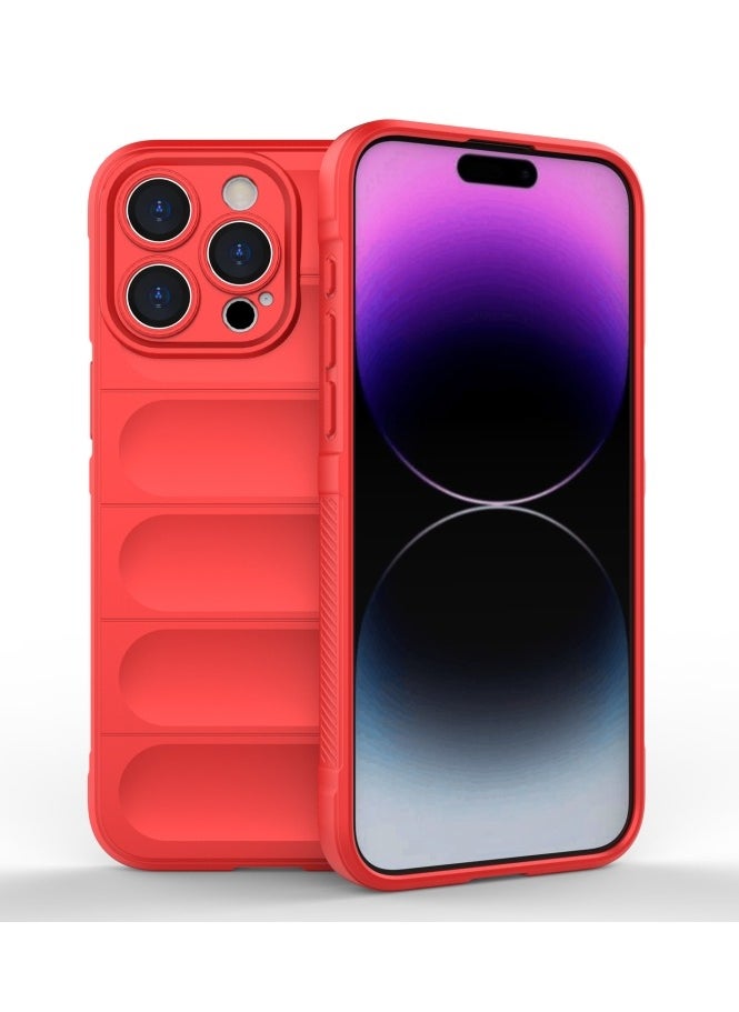 ماركة غير محددة - حافظة حماية ممتازة من السيليكون الخلفي متوافقة مع هاتف Iphone 15 Pro Magic Shield حافظة مقاومة للصدمات مع حماية للكاميرا (أحمر) - Image 1