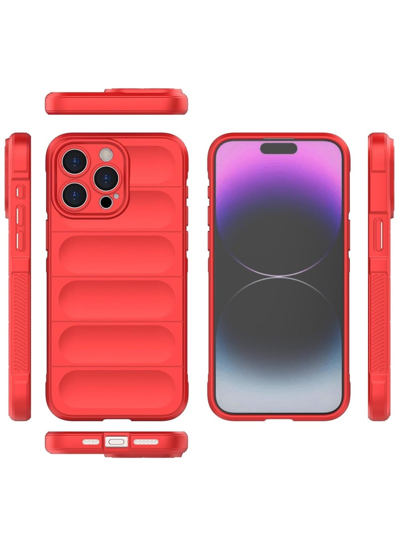 ماركة غير محددة - حافظة حماية ممتازة من السيليكون الخلفي متوافقة مع هاتف Iphone 15 Pro Magic Shield حافظة مقاومة للصدمات مع حماية للكاميرا (أحمر) - Image 1