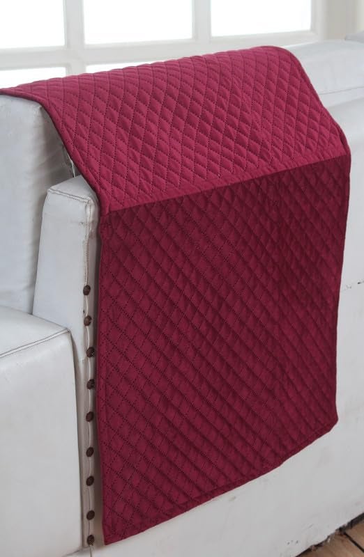 Nendle Latest Quilted Velvet Universal Protector Sofa Cover 3 Seater and 2 Seater|Sofa Cover L Shape 5 Seater Velvet for Living Room with Handle Cover (Maroon, Pack of 2) - Image 5
