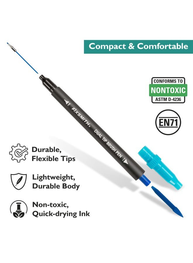 FIXSMITH Dual Brush Marker Pens - 24 Colored Art Markers, Fine Point & Brush Tip Water Based Markers, for Kids Adult Coloring Books Bullet Journals Planners, Note Taking Sketching Drawing Art - Image 4