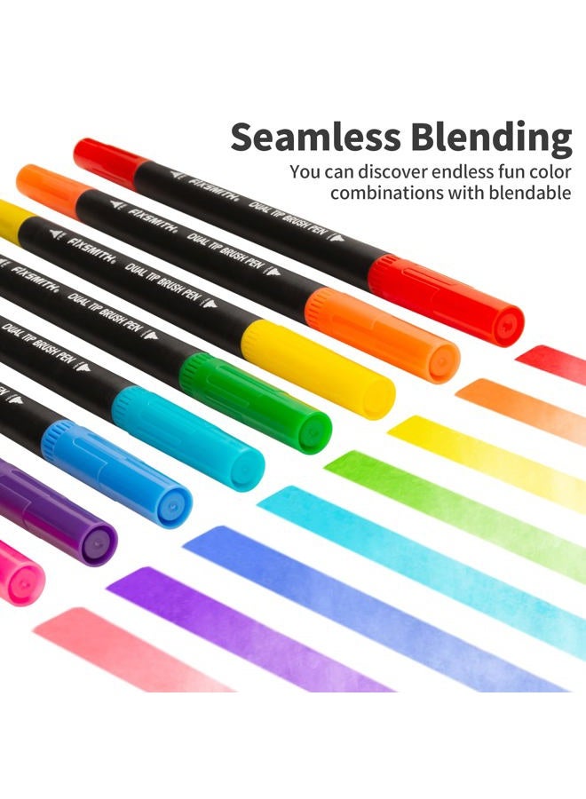FIXSMITH Dual Brush Marker Pens - 24 Colored Art Markers, Fine Point & Brush Tip Water Based Markers, for Kids Adult Coloring Books Bullet Journals Planners, Note Taking Sketching Drawing Art - Image 3