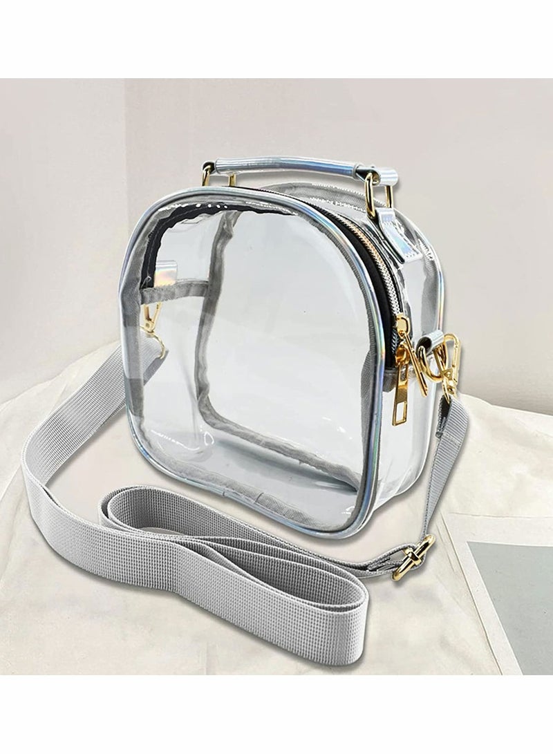 SYOSI Clear Pencil Bag Transparent Crossbody Messenger Shoulder Make up Cosmetic Toiletries Pouch Exam Pen Case PVC Fashion Pocket Zipper Travel Luggage for Men Women - Image 2