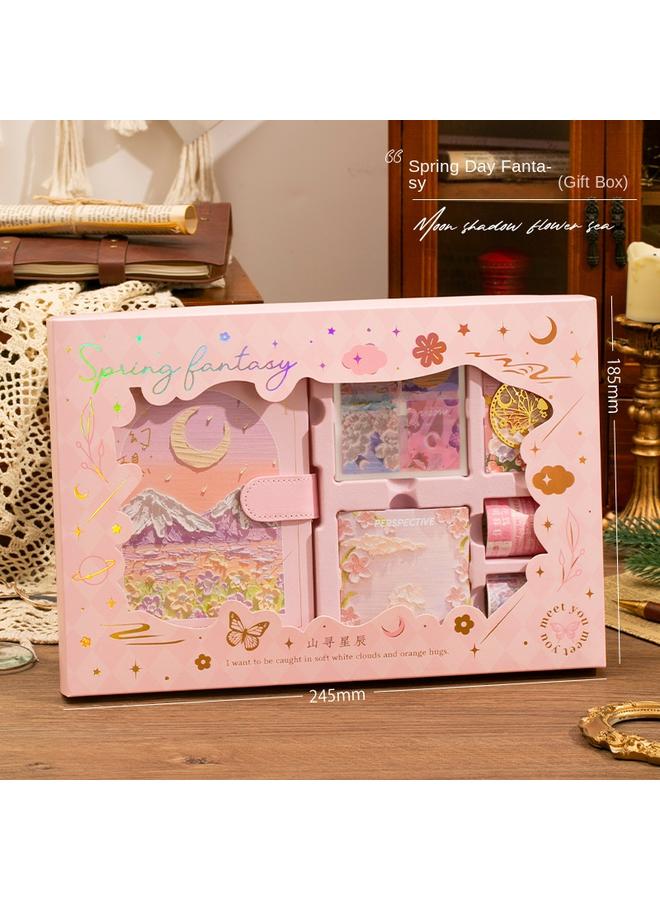 Bluejw Oil Painting Stick Hand Account Book Gift Box Suit Girl Heart Girl Hand Account Thickened Notepad Ins Style Primary School Student Gift - Image 1
