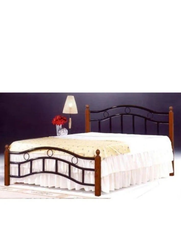 Generic Galaxy Design Furniture Wooden Steel Queen Size Bed Natural Brown Legs 190x20x150cm Model-GDF-5888 | 1 Year Warranty. - Image 1