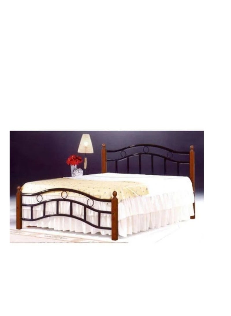 Generic Galaxy Design Furniture Wooden Steel Queen Size Bed Natural Brown Legs 190x20x150cm Model-GDF-5888 | 1 Year Warranty. - Image 2