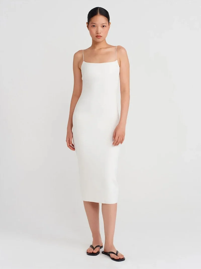 ديلفين DILVIN Sleeveless Bodycon Midi Dress With Cut-Out Detail