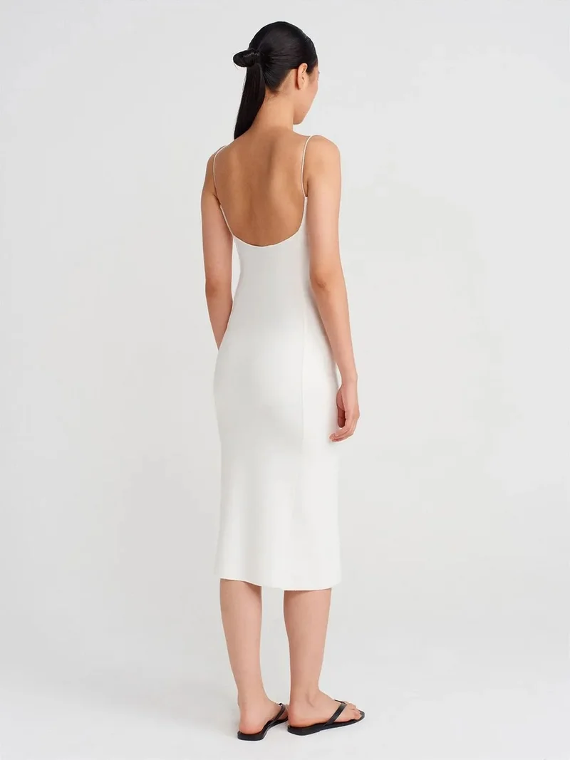 ديلفين DILVIN Sleeveless Bodycon Midi Dress With Cut-Out Detail