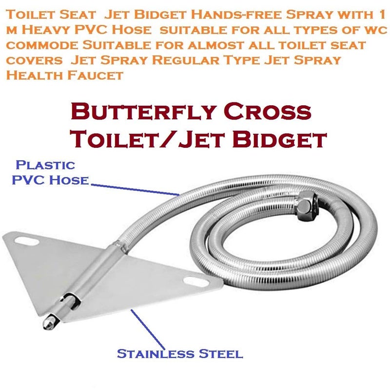 MLD MLD comode wc Plastic Toilet Jet Bidet Hands Free Spray with Heavy PVC Hose Pipe and Brass Nut Health Faucet White Butterfly 1 Meter Pack of 4 - Image 2