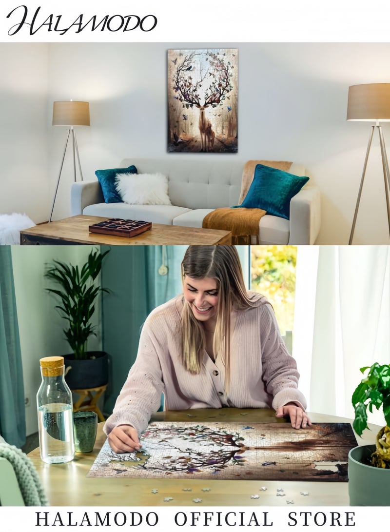 HALAMODO 1000PCS Fantasy Magical Deer Jigsaw Puzzle for Adults and Kids Age 12 Years Up, Anti-Glare Surface, Eco-Friendly, FSC Certified - Image 5