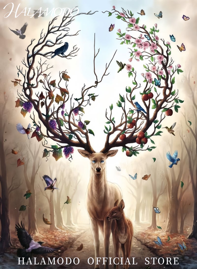 HALAMODO 1000PCS Fantasy Magical Deer Jigsaw Puzzle for Adults and Kids Age 12 Years Up, Anti-Glare Surface, Eco-Friendly, FSC Certified - Image 2