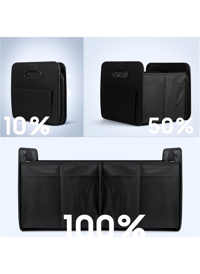SPECTON Car Trunk Organizer, Car Storage Box with Collapsible Multi-Compartment Pockets, Foldable Car Boot Organizer with Large Capacity for Car ,Trunk and SUV(Black) - Image 2
