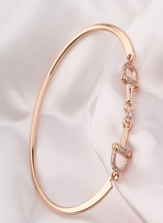 FEELMEM Horse Snaffle Bit Crystal Easy Hook Clasp Charm Bracelet Equestrian Jewelry Good Luck Gift (Snaffle RG) - Image 3