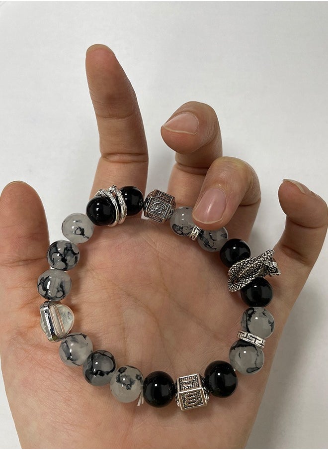 Generic Ice-Cracked Beaded Bracelet with Dragon Pendant – Fashionable Handmade Glass Craft, Multi-Color Design, High-End Thin Ring Style Suitable for Both Men and Women, Attractive Appearance, Beautiful Gift for Her.  - Image 3
