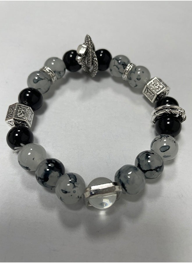 Generic Ice-Cracked Beaded Bracelet with Dragon Pendant – Fashionable Handmade Glass Craft, Multi-Color Design, High-End Thin Ring Style Suitable for Both Men and Women, Attractive Appearance, Beautiful Gift for Her.  - Image 4