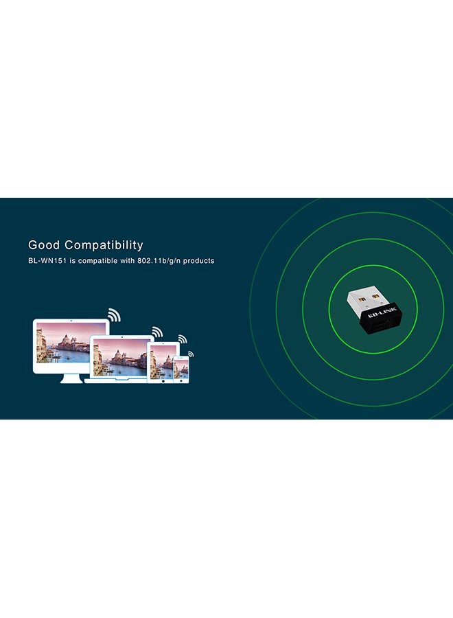 LB-LINK 150 Mbps Mini USB WiFi LAN Adapter Black - Image 5