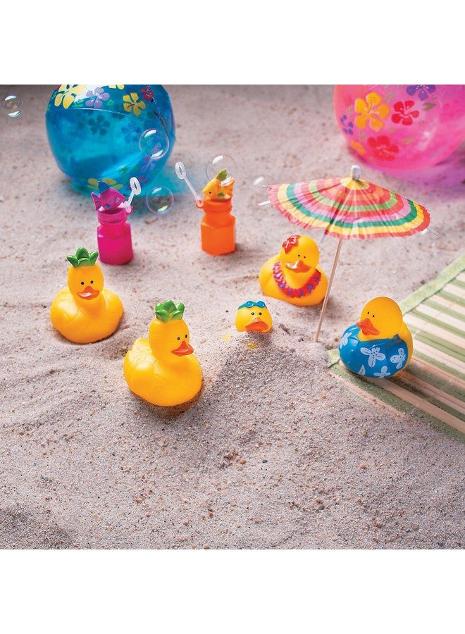 Fun Express Beach Rubber Duckies - Set of 12 Fun Hawaiian Rubber Ducks for Car Decor and Tiki and Luau Party Favors - Image 3