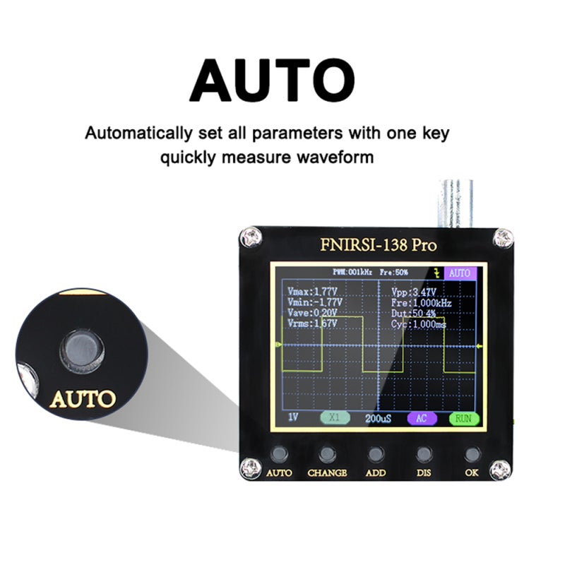 Portable Oscilloscope 2.4 Inch Display Handheld One Button Auto Adjust - PWM Square Waves Output 0-80kHz for Car Repairing DIY Home Appliance Maintenance - Image 3