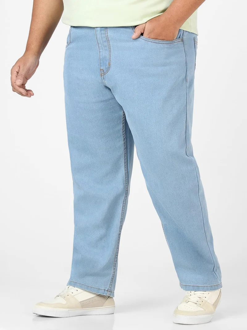 Urbano Fashion Urbano Plus Men's Ice Blue Regular Fit Washed Jeans Stretchable