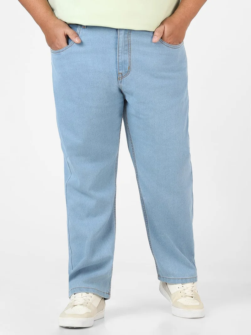 Urbano Fashion Urbano Plus Men's Ice Blue Regular Fit Washed Jeans Stretchable