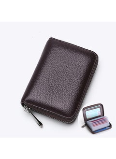 Mens Accordion Wallet Large Capacity Credit Card Case Brown-20 card position