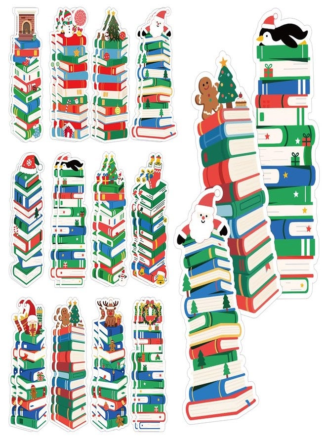 BAISDY 120Pcs Christmas Book Tracker Bookmark Bulk, Bookshelf Design Paper Bookmarks for Book Lovers Students Classroom School - Image 1
