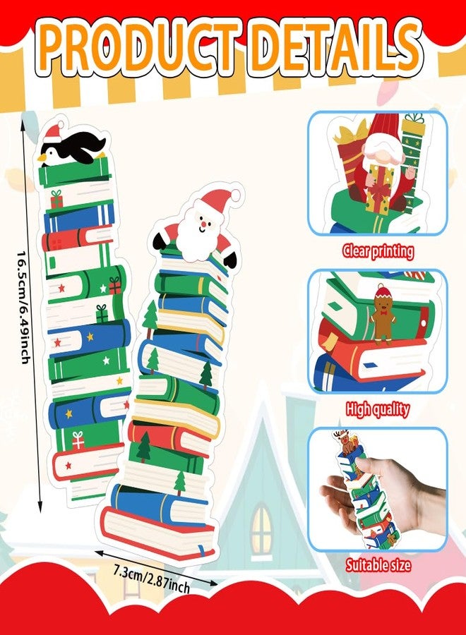 BAISDY 120Pcs Christmas Book Tracker Bookmark Bulk, Bookshelf Design Paper Bookmarks for Book Lovers Students Classroom School - Image 3