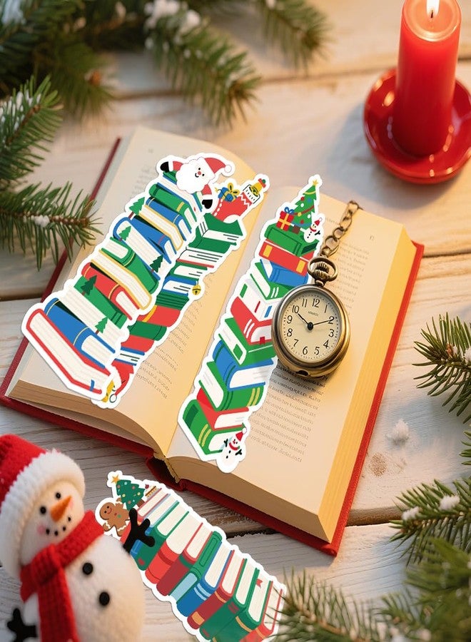 BAISDY 120Pcs Christmas Book Tracker Bookmark Bulk, Bookshelf Design Paper Bookmarks for Book Lovers Students Classroom School - Image 4