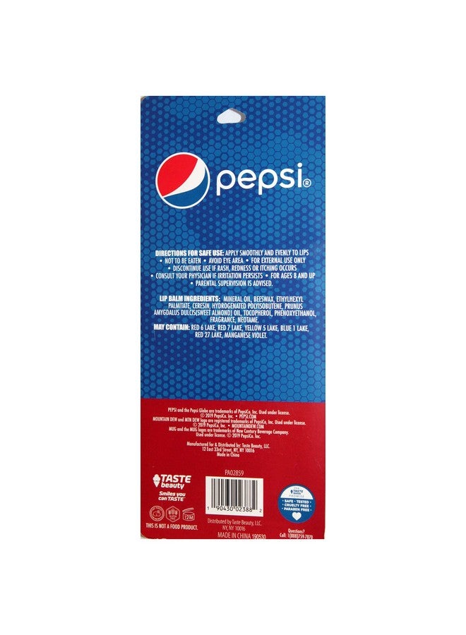 Taste Beauty (1) Party Pack Pepsi 8Pc Soda Flavored Lip Balm Sticks Flavors Cherry Vanilla Mountain Dew Mug Root Beer Wild Cherry Livewire White Out Diet Net Wt. 0.12 Oz Each Stick  - Image 2