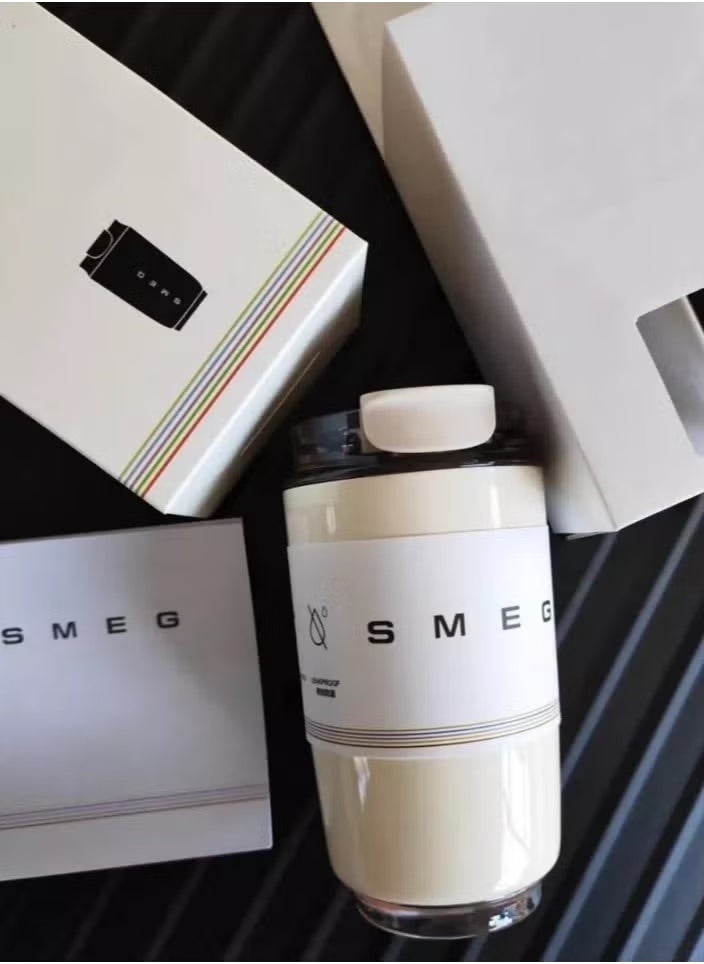 سميج قدح Smeg، قدح قهوة معزول من الفولاذ المقاوم للصدأ 240 مل، أبيض فاتح.  - Image 1