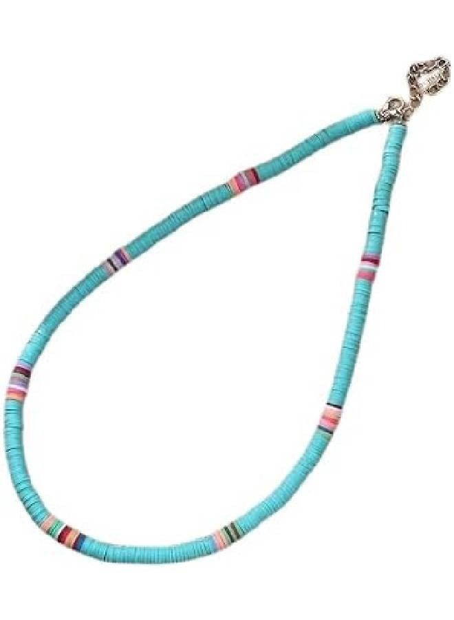 Colorful Boho Disc Beaded Necklace for Women Girls Handmade Summer and Holiday Beach Collar  - Image 1