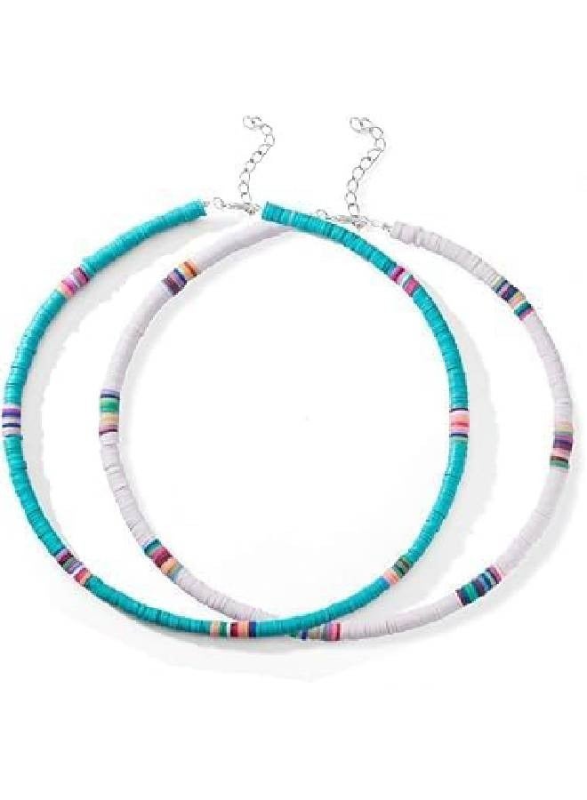 Colorful Boho Disc Beaded Necklace for Women Girls Handmade Summer and Holiday Beach Collar  - Image 3