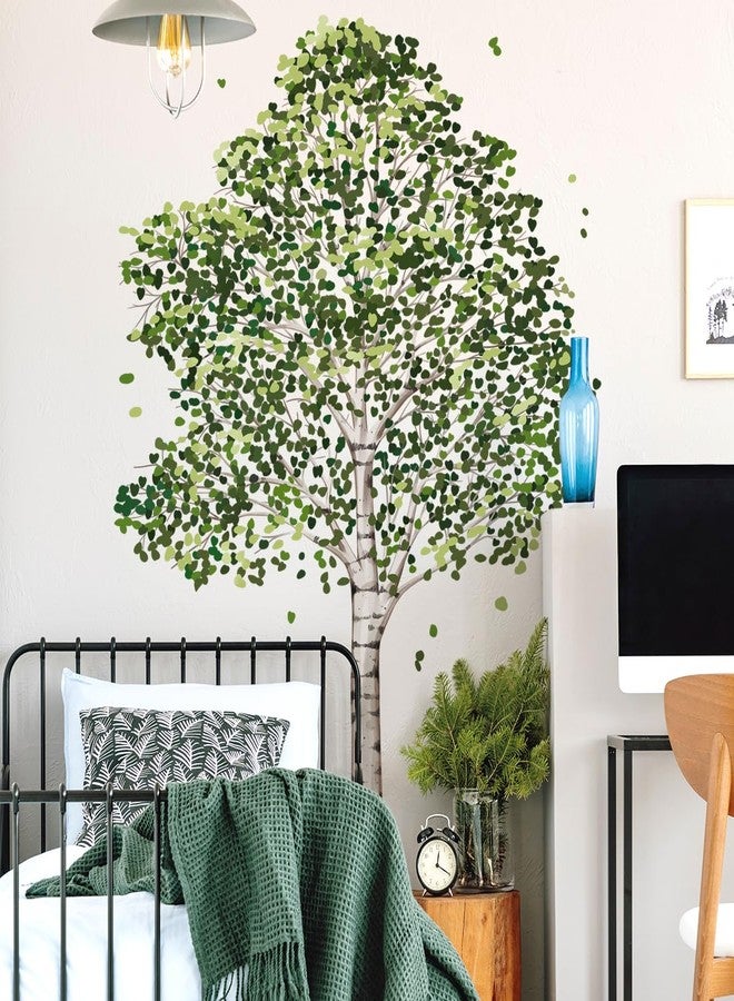 Runtoo Large Birch Tree Wall Decals Green Plants Forest Wall Art Stickers for Living Room Bedroom Kids Nursery Decor - Image 4