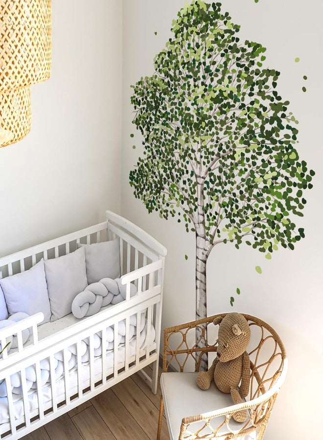 Runtoo Large Birch Tree Wall Decals Green Plants Forest Wall Art Stickers for Living Room Bedroom Kids Nursery Decor - Image 2