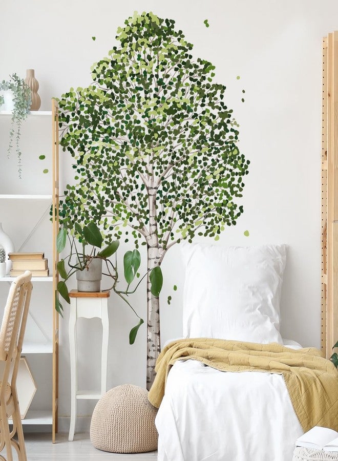 Runtoo Large Birch Tree Wall Decals Green Plants Forest Wall Art Stickers for Living Room Bedroom Kids Nursery Decor - Image 3