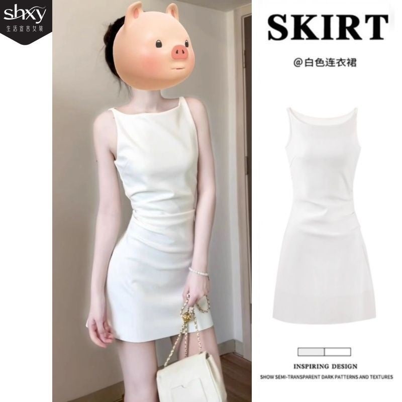 White French Style Slim Fit Sleeveless Short Dress for Women 2025 Summer - Image 2