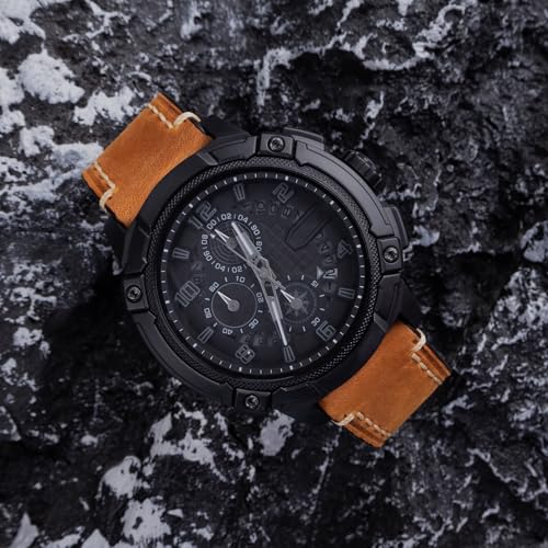 Berfine Brown 20mm Genuine Leather Wristwatch Watch Band Oil Tan Vintage Watchband for Men with Stainless Buckle - Image 4