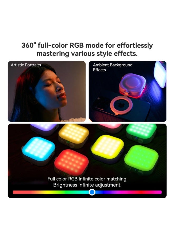 مصباح إضاءة مغناطيسي للهواتف المحمولة من  بتصميم مكعب ثلجي، إضاءة RGB بزاوية 360 درجة للفيديو والتصوير، مزود بـ 60 مصباح LED، إضاءة قابلة للتعديل من 2500K إلى 9000K، متوافق مع MagSafe، مناسب لهواتف آيفون وأندرويد وأجهزة اللابتوب، مثالي لصناعة المحتوى والبث المباشر ومكالمات الفيديو والتصوير - Image 5