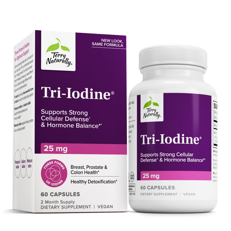 Terry Naturally TriIodine Dietary Supplement for Breast Prostate Health Support Healthy Thyroid Function Supplement Aid 25 mg 60 Capsules