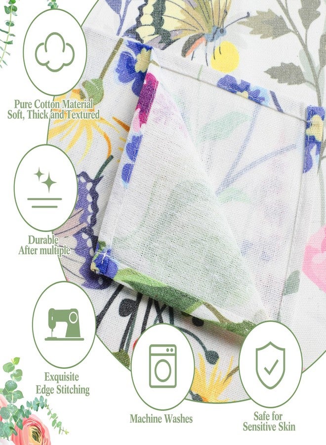 Maxcheck 24 Pcs Floral Cloth Napkins 16 x 16 Inch Cotton Flower Reusable Washable Decorative Dinner Napkins for Tea Party Bridal Shower Wedding Baby Shower Table Decoration (Ivory) - Image 3