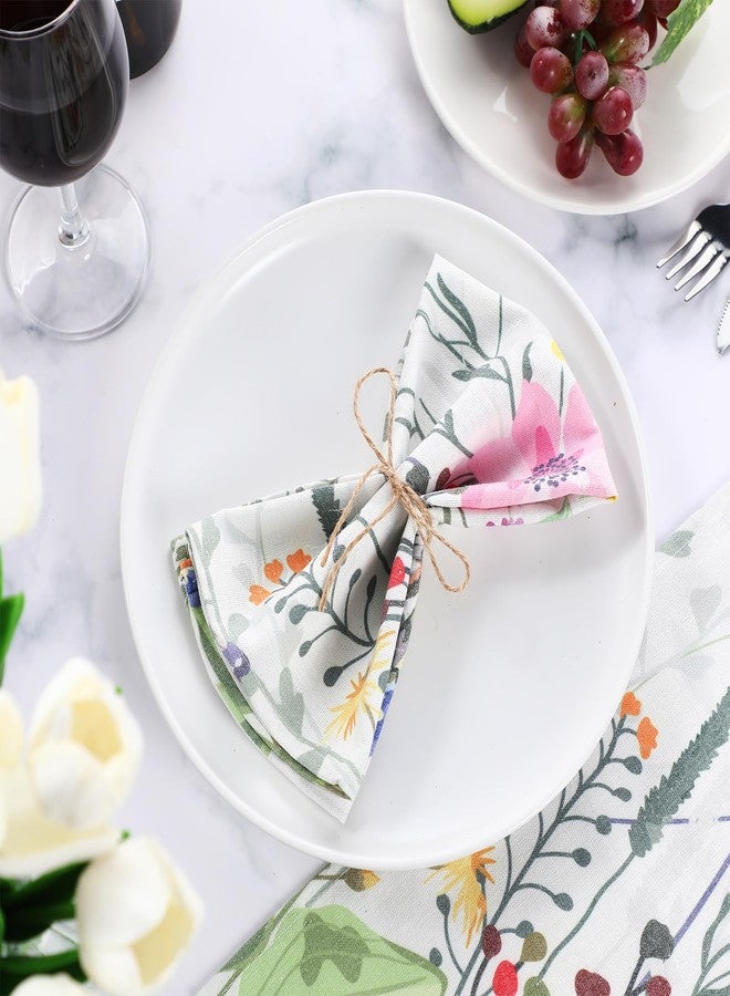 Maxcheck 24 Pcs Floral Cloth Napkins 16 x 16 Inch Cotton Flower Reusable Washable Decorative Dinner Napkins for Tea Party Bridal Shower Wedding Baby Shower Table Decoration (Ivory) - Image 5
