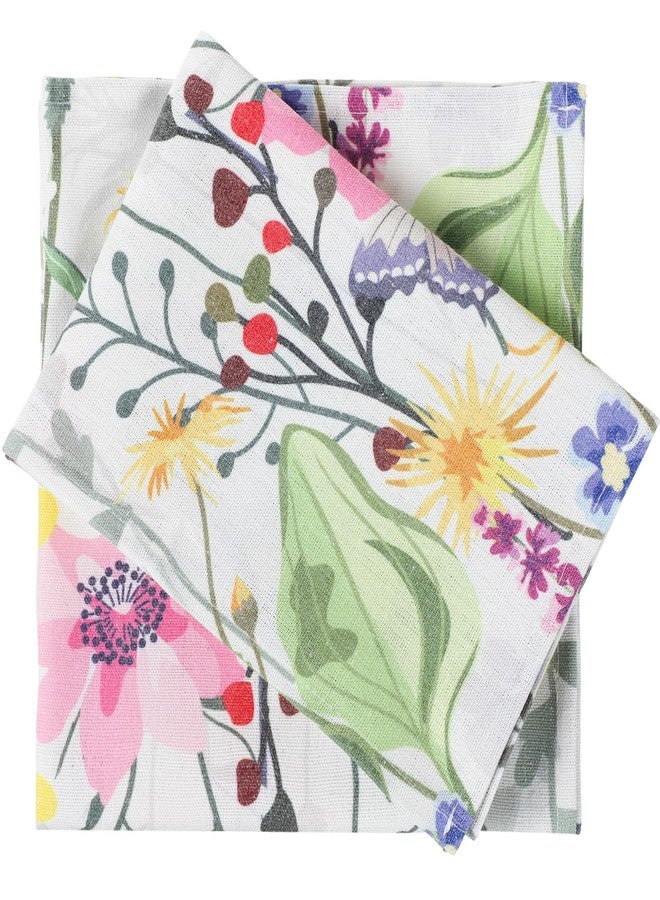 Maxcheck 24 Pcs Floral Cloth Napkins 16 x 16 Inch Cotton Flower Reusable Washable Decorative Dinner Napkins for Tea Party Bridal Shower Wedding Baby Shower Table Decoration (Ivory) - Image 4