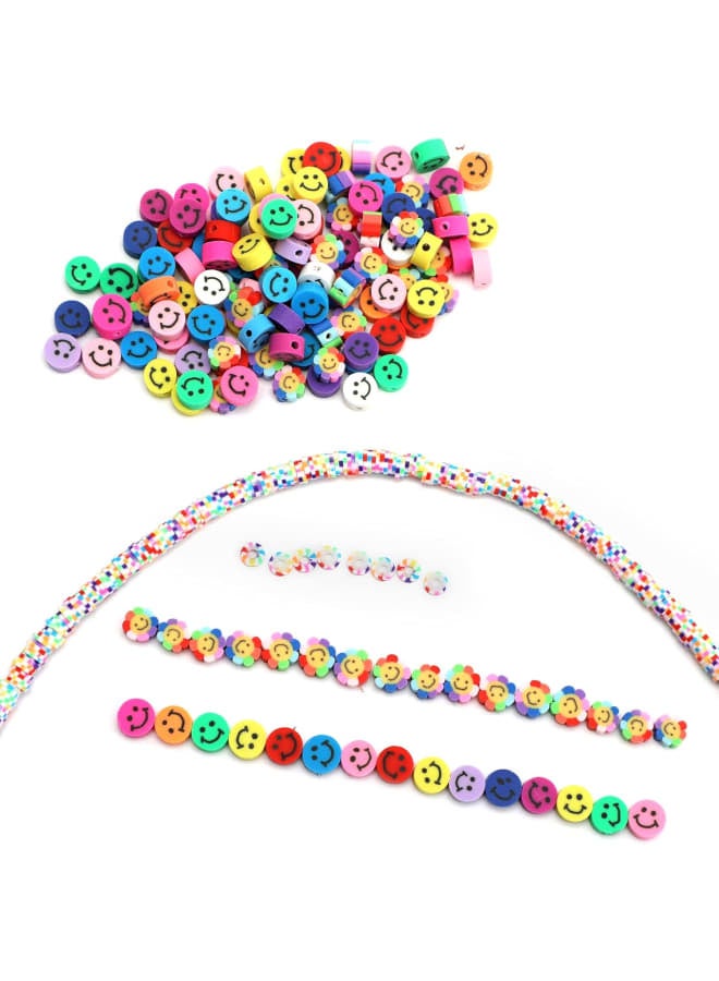 200Pcs Smile Handmade Beads with Color Gasket Polymer Clay Beads Smile Flower Clay Beads Mixed Colors Happy Face Spacer Beads for Jewelry Making, 10mm - Image 4