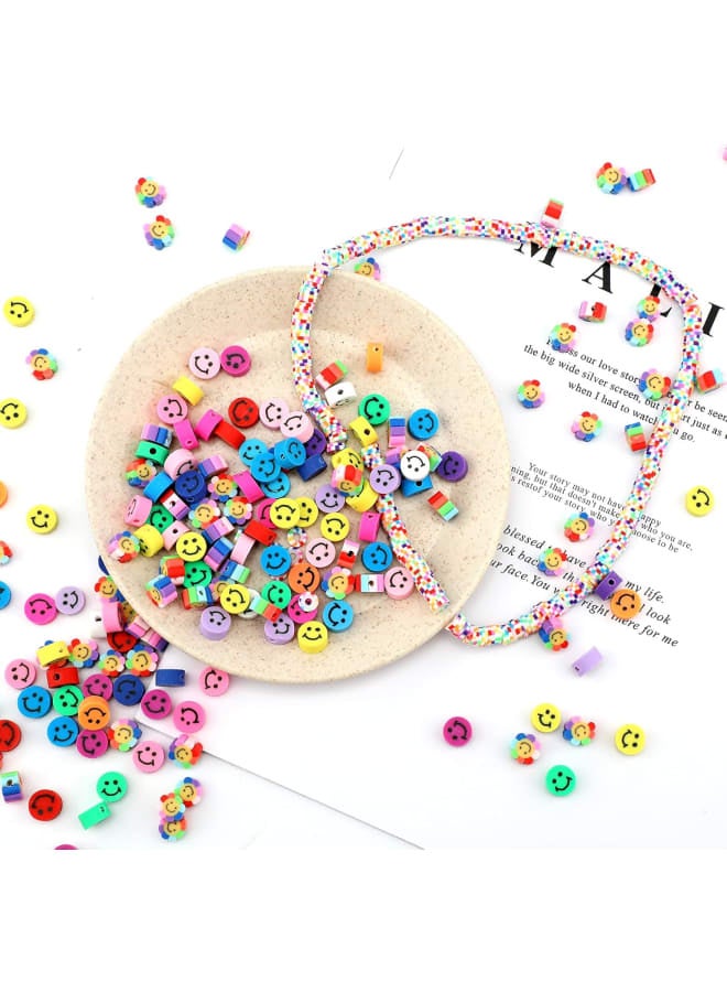 200Pcs Smile Handmade Beads with Color Gasket Polymer Clay Beads Smile Flower Clay Beads Mixed Colors Happy Face Spacer Beads for Jewelry Making, 10mm - Image 5