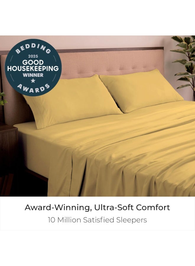 Mellanni King Sheets Set - 4 PC Iconic Collection Bedding - Hotel Luxury, Extra Soft, Cooling Bed Sheets - Wrinkle, Fade, Stain Resistant (King, Yellow) - Image 2